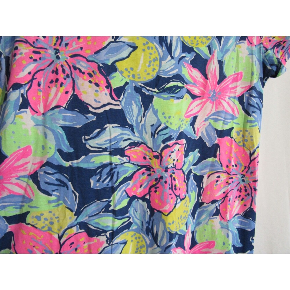 Lilly Pulitzer Blue Floral Marlowe Short Sleeve Dress Size M EUC - Picture 3 of 4